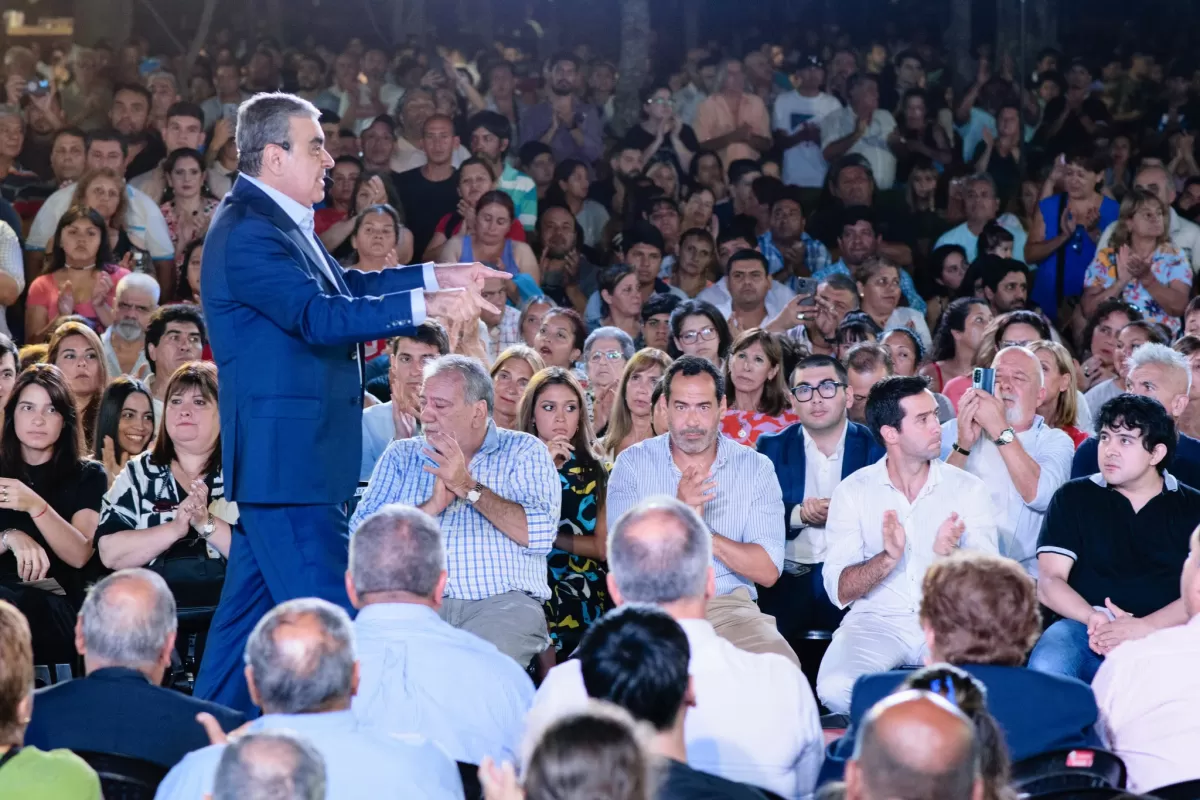 EN SU ACTO DE LANZAMIENTO. Germán Alfaro es precandidato a gobernador por el PJS-JxC. Foto de Twitter @AlfaroGerman