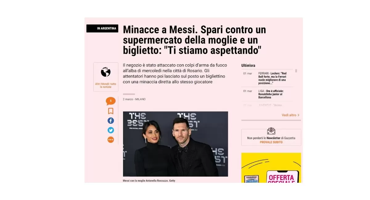 Así reflejaron los medios del mundo el ataque al supermercado de la familia de Messi