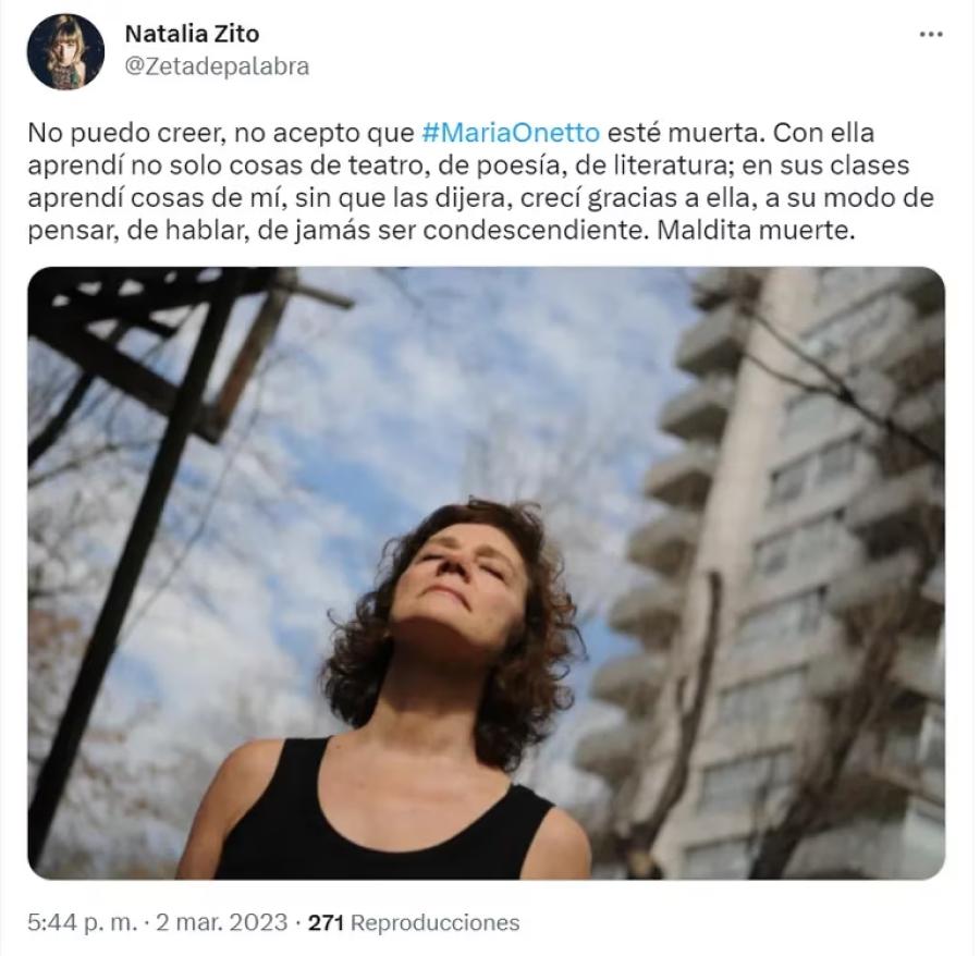 El adiós de colegas y amigos a María Onetto en las redes