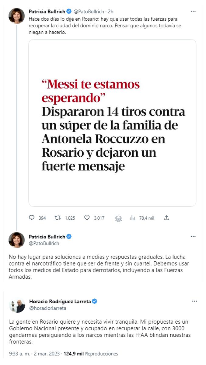 Amenaza a Messi: Bullrich y Larreta insisten en usar las Fuerzas Armadas en Rosario