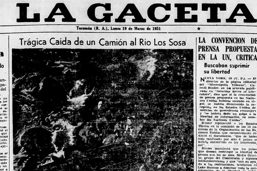 EN TAPA. Nuestro diario se hizo eco del hecho del cual a pesar de los muertos hubo tres sobrevivientes que fueron llevados a Santa Lucía.