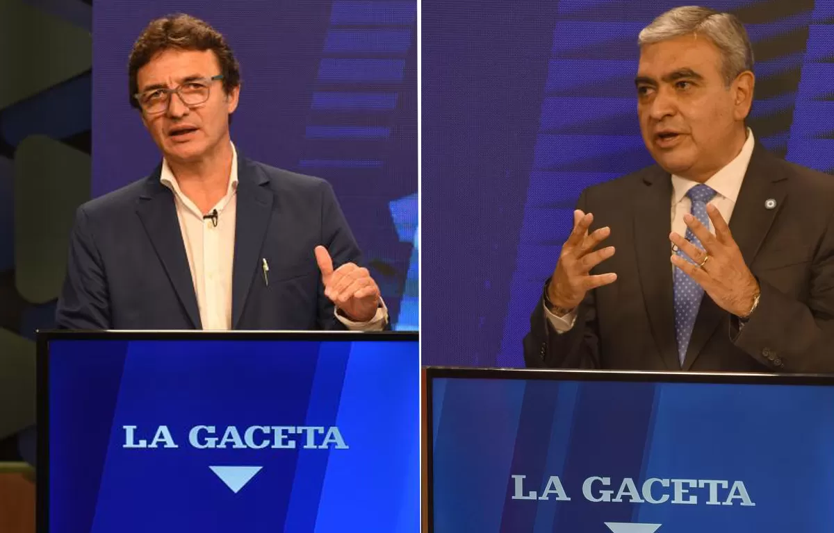 LÍDERES DE JXC. Roberto Sánchez, de la UCR, y Germán Alfaro, del PJS, durante los debates de 2021 en LG PLAY. Fotos de Archivo