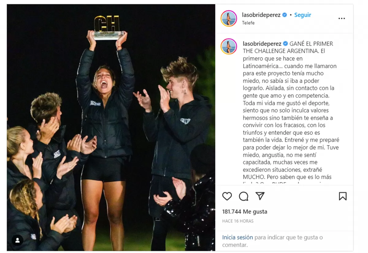 Foto tomada de Instagram / @lasobrideperez. 