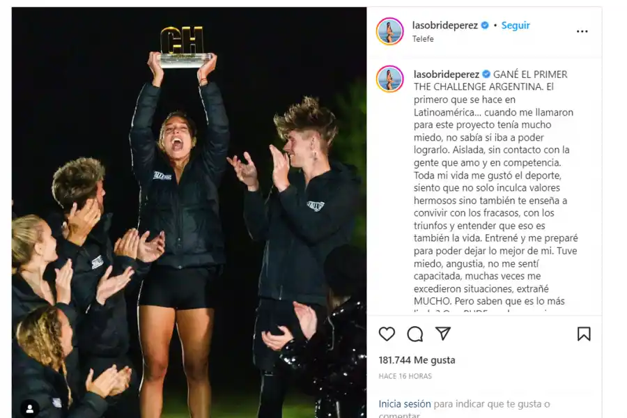 Foto tomada de Instagram / @lasobrideperez. 
