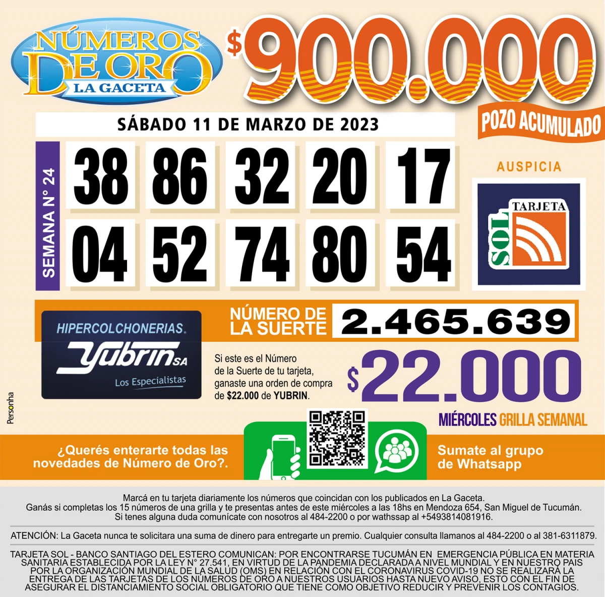 Los Números de Oro de LA GACETA