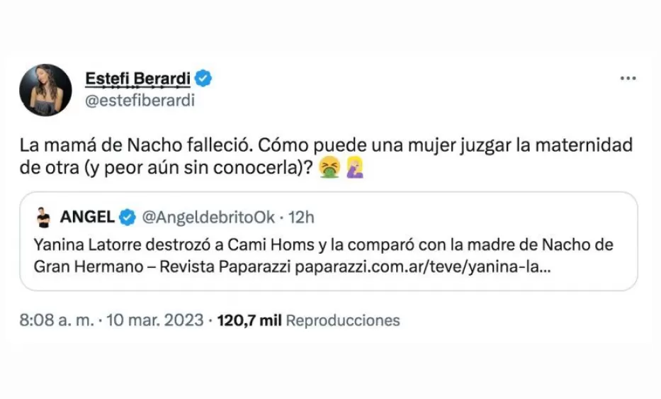 La pelea entre Latorre y Berardi en Twitter.