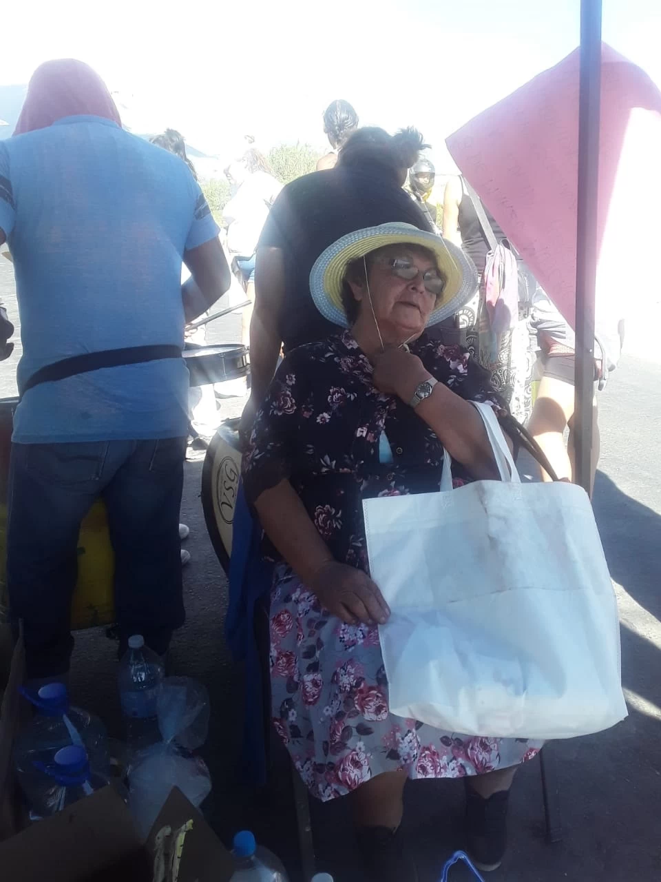 LA PACHAMAMA ACOMPAÑÓ LA PROTESTA. Emiliana Suárez dijo que “están peleando por sus hijos”.