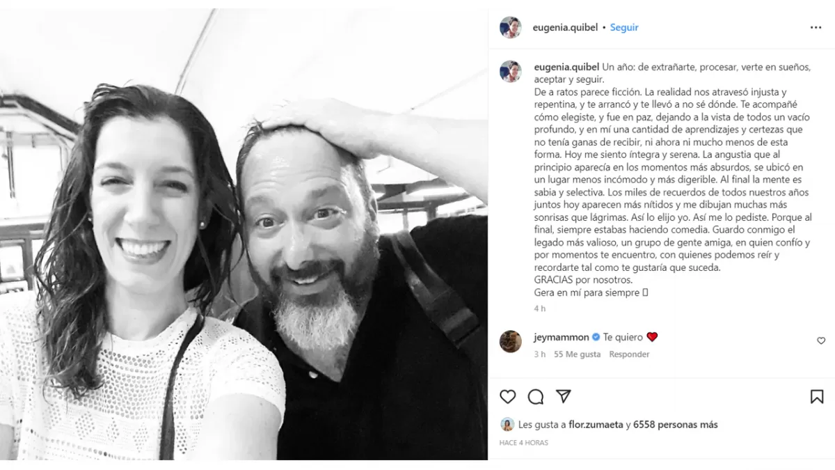 A un año sin Gerardo Rozín, su esposa compartió un emotivo recuerdo