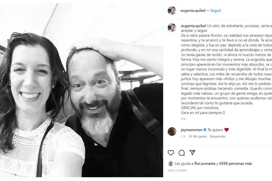 A un año sin Gerardo Rozín, su esposa compartió un emotivo recuerdo