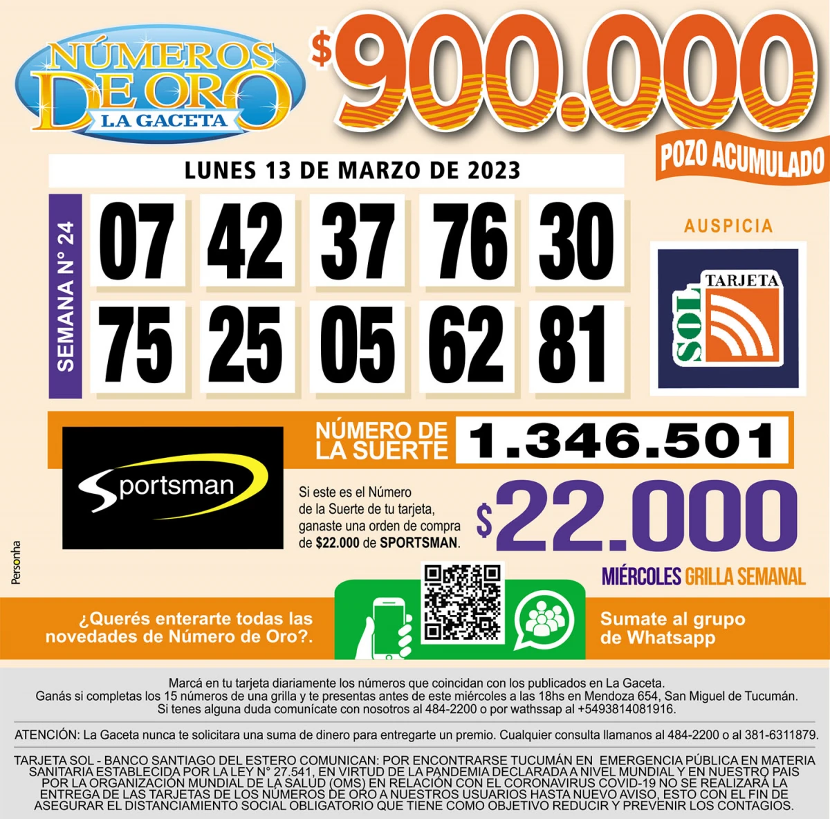 Los Números de Oro de LA GACETA