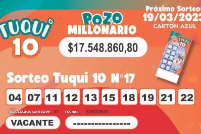 Tuqui 10: cómo salió el sorteo millonario del domingo pasado