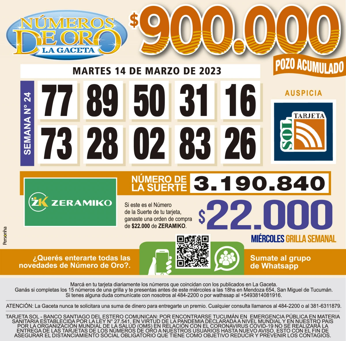 Los Números de Oro de LA GACETA