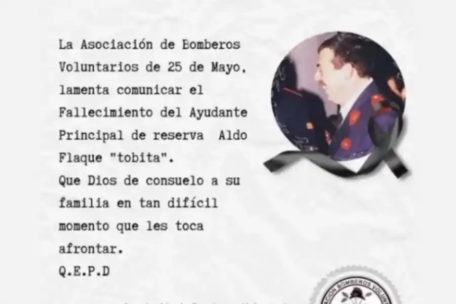 Quién era “Tobita”, el bombero voluntario que murió luego de ser chocado por el hijo de Ramón Díaz