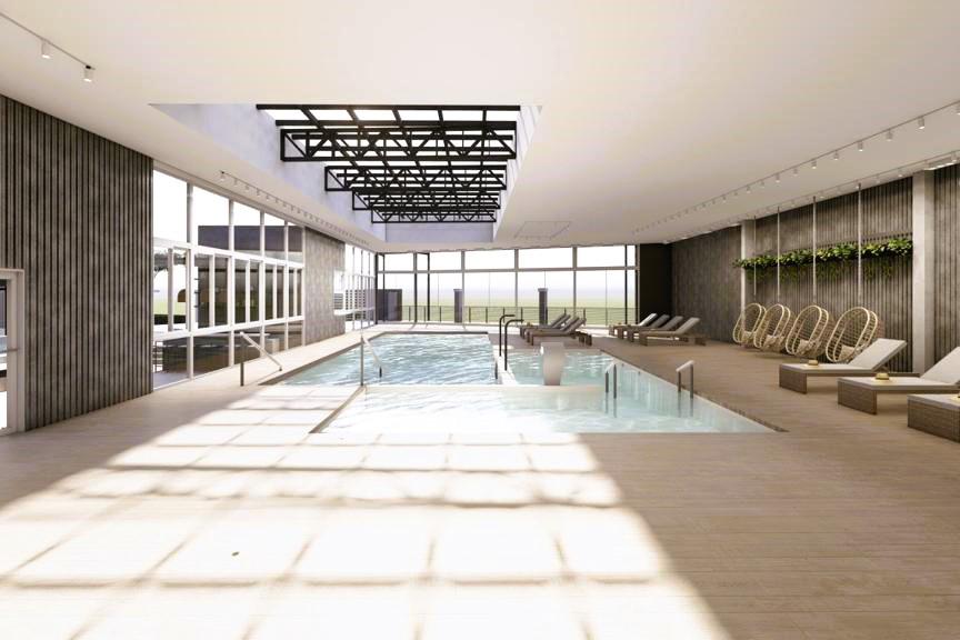 Nuevo sector de piscinas termales, render del proyecto sobre el que Mercedes trabaja contra reloj.