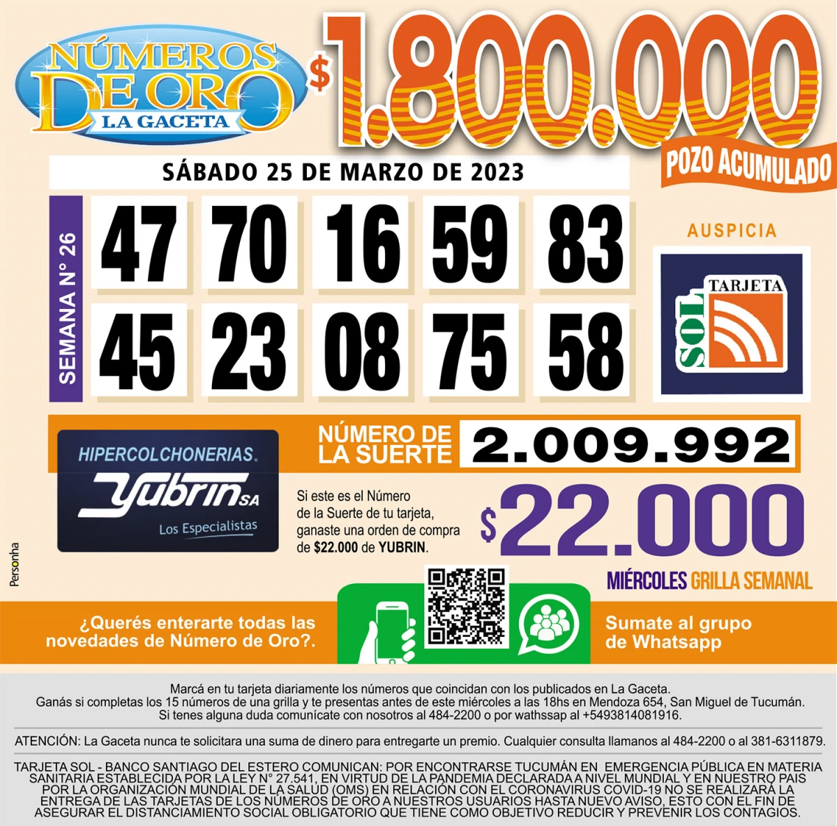 Los Números de Oro de LA GACETA