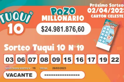 Tuqui 10: cómo salió el sorteo del 26 de marzo