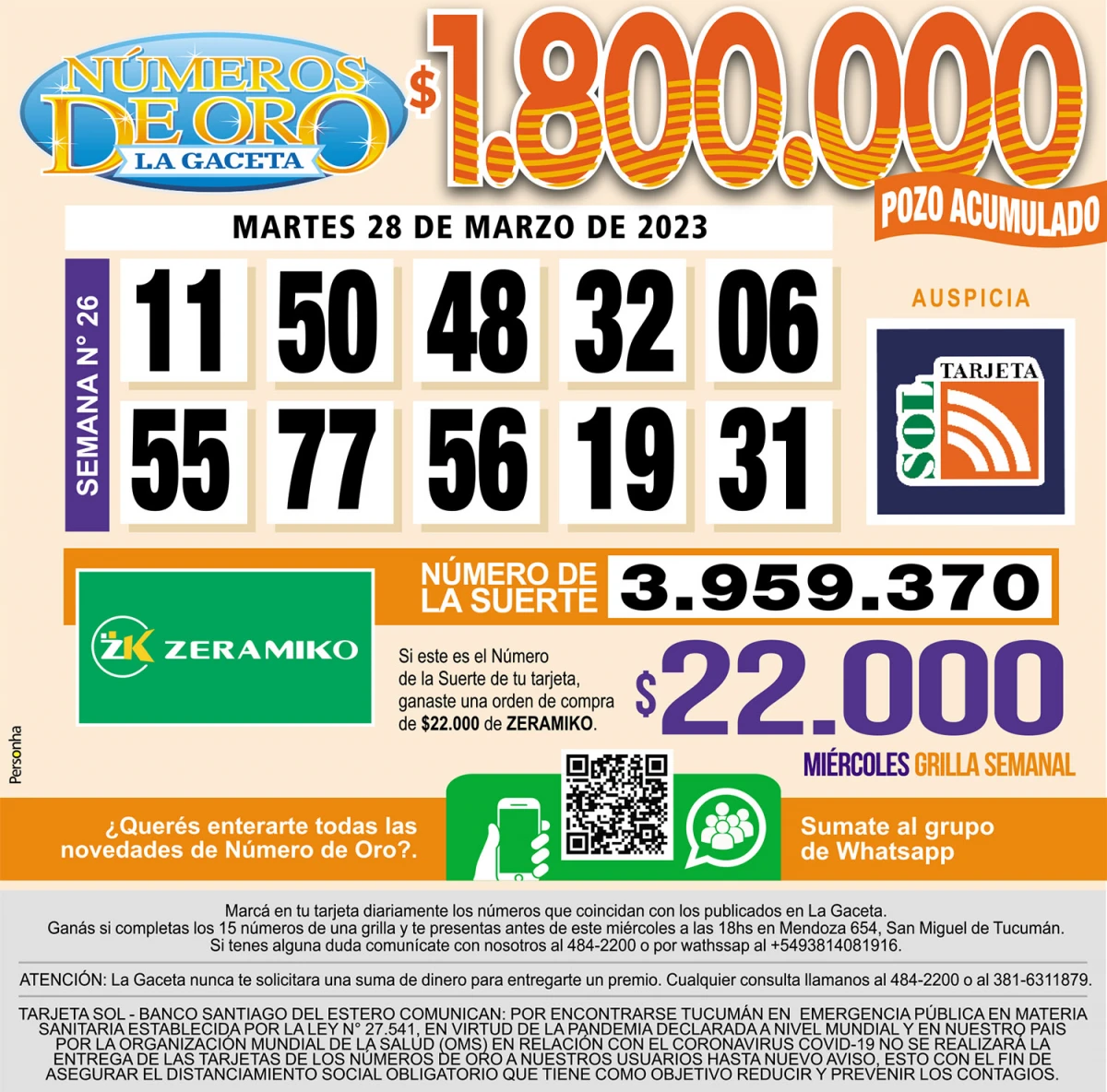 Los Números de Oro de LA GACETA
