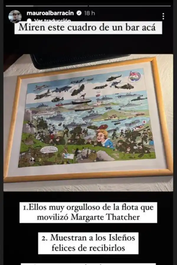 El cartel en un bar de Puerto Argentino que ridiculiza a los soldados argentinos.