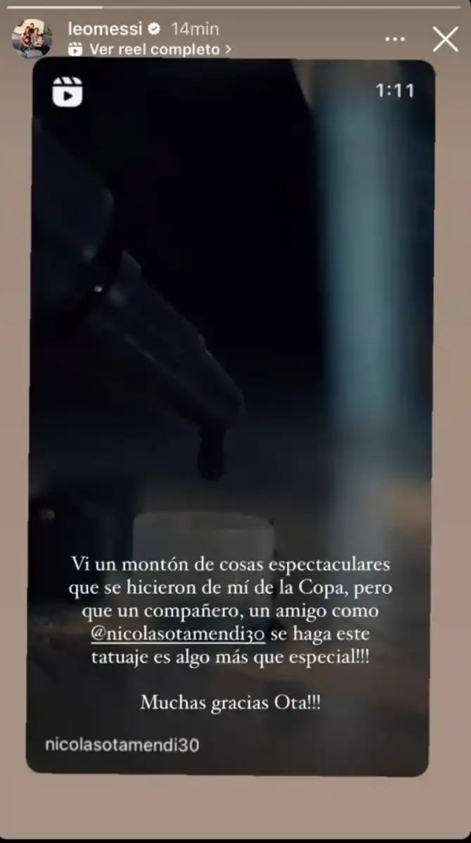 El mensaje de Lionel Messi al enterarse del tatuaje que se hizo su compañero de la Selección.