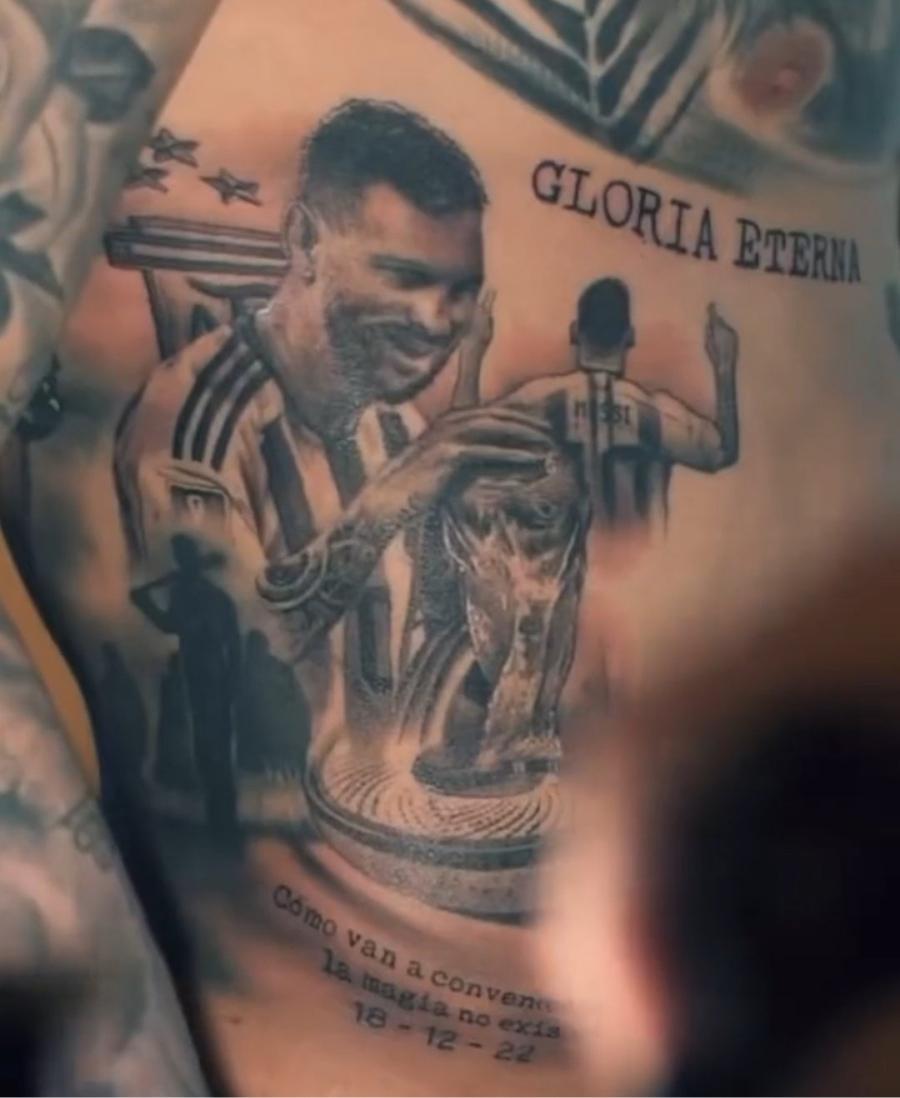 El increíble tatuaje de Nicolás Otamendi en honor a Lionel Messi.