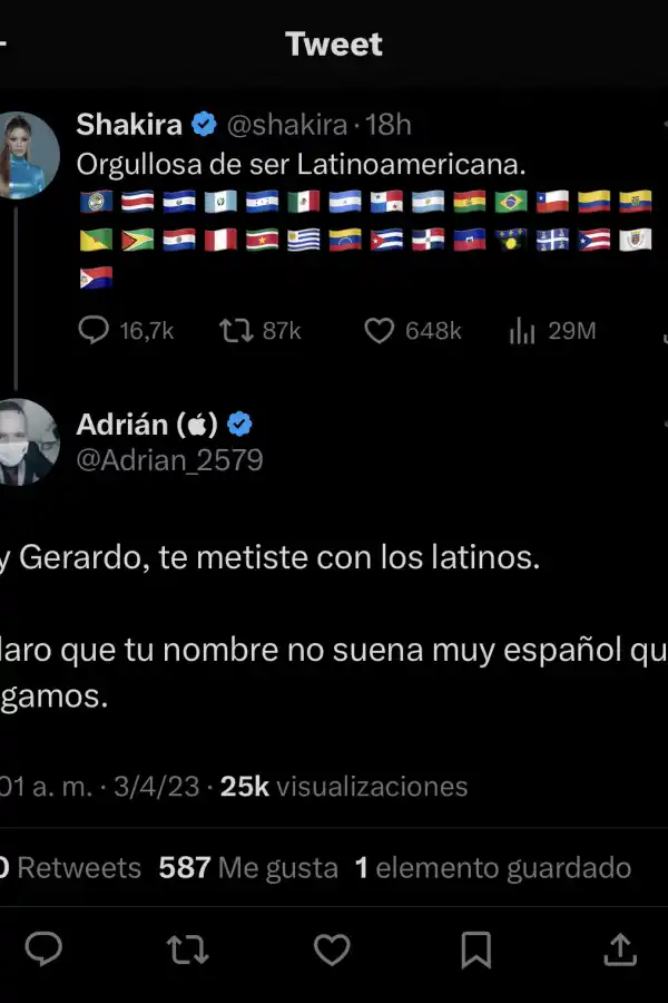 Las respuestas al tuit de Shakira.