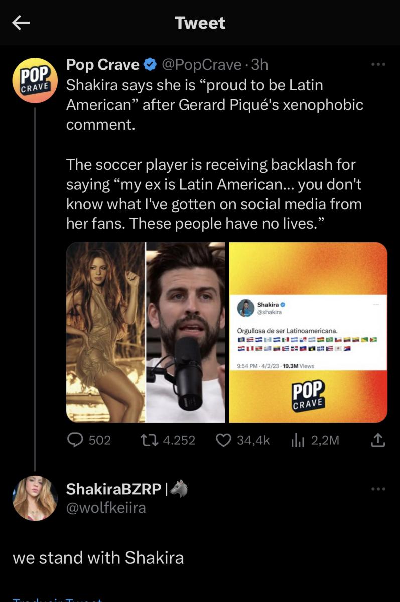 Piqué cargó contra Shakira y sus fans por ser latinoamericanos y la respuesta de ella y las redes llegó de inmediato