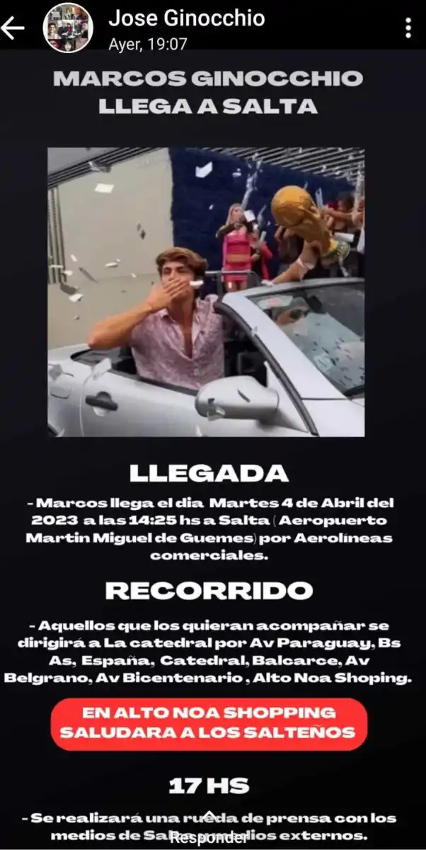Todas las actividades que hará Marcos en su regreso a Salta.