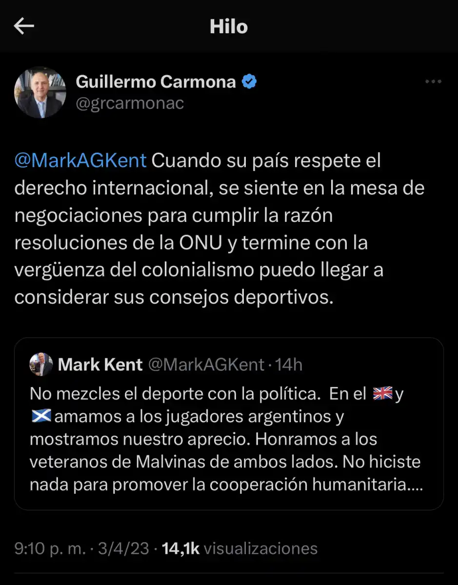 La respuesta del funcionario argentino.