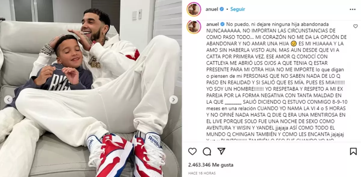 El posteo de Anuel AA en Instagram.
