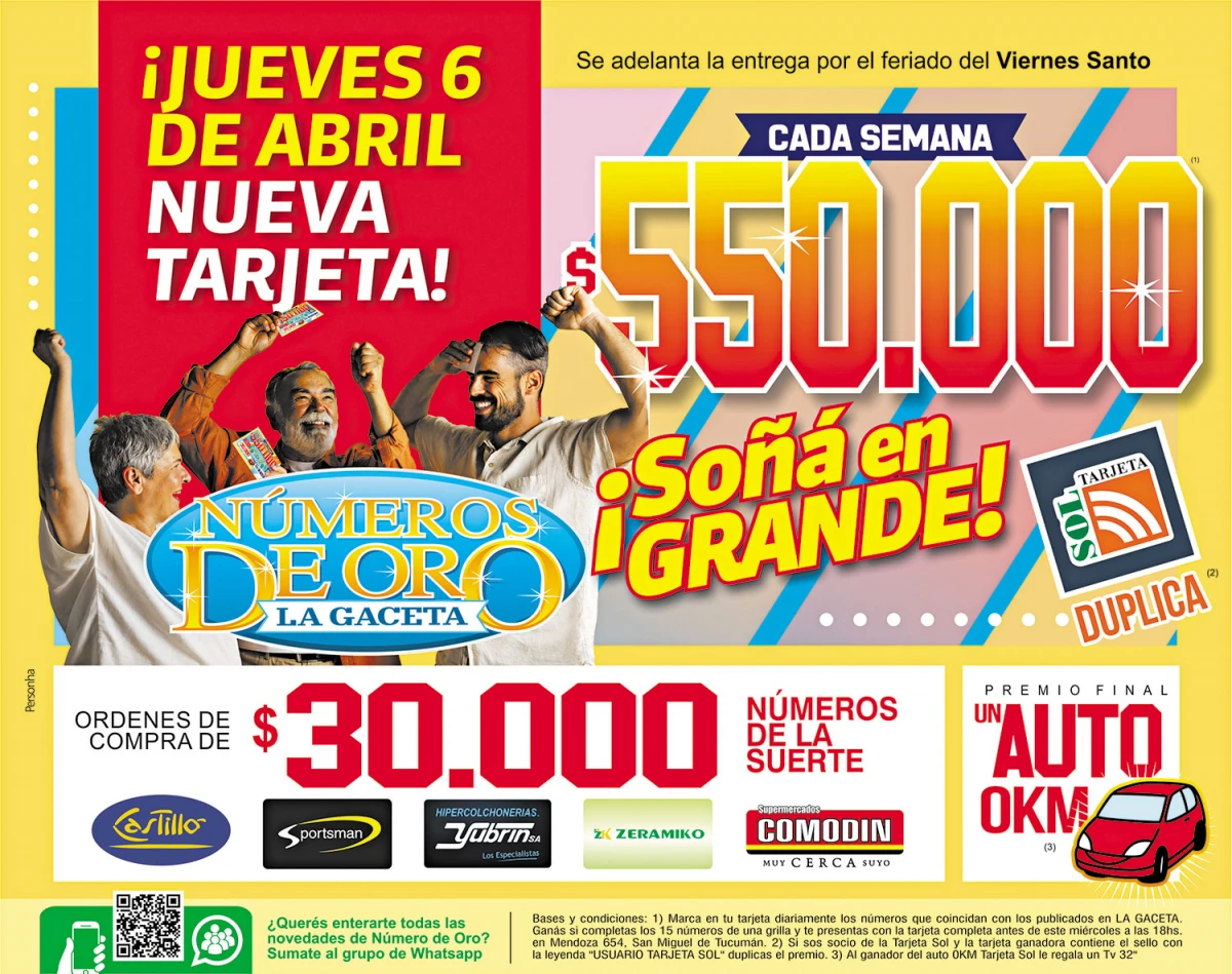 Números de Oro: se adelanta para mañana la entrega de la nueva tarjeta