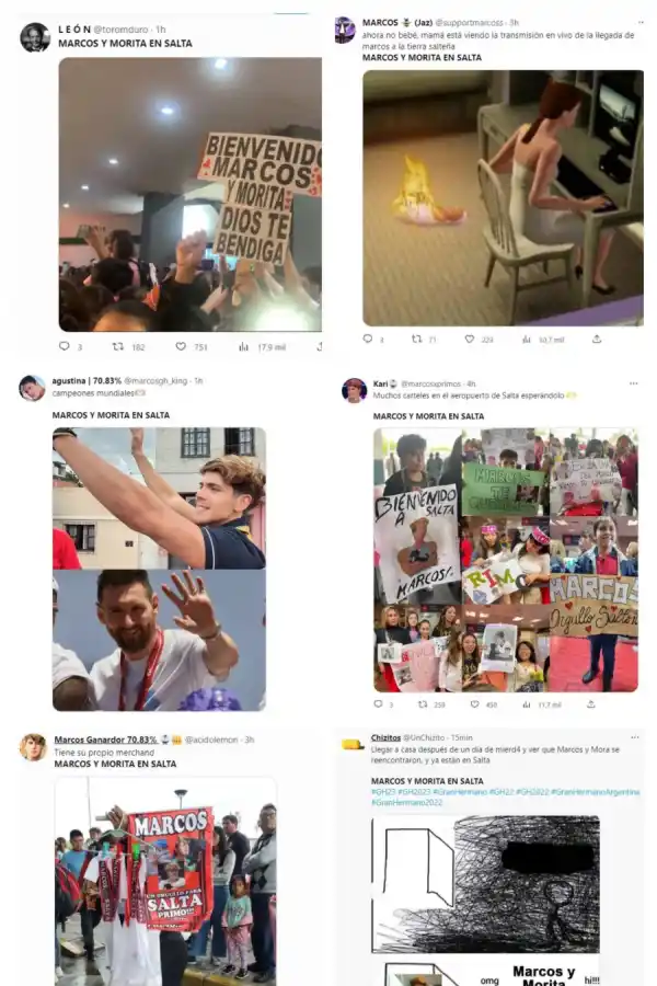 a repercusión en redes tras la llegada de Marcos y Morita a Salta. (Foto: Captura Twitter / TN)