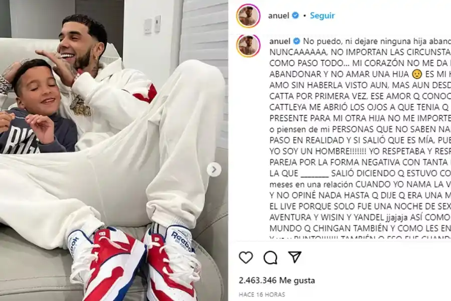 El posteo de Anuel AA en Instagram.