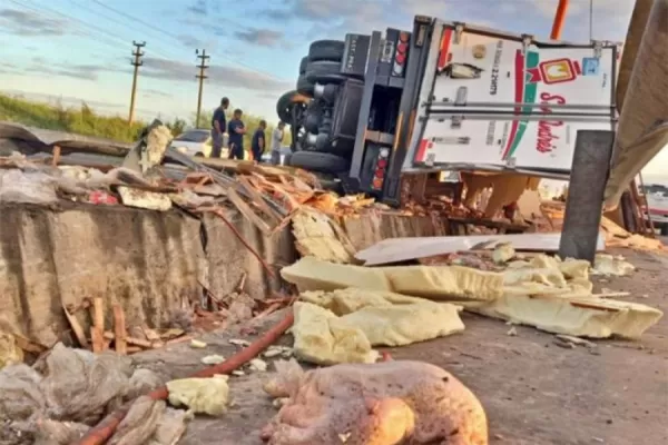Santa Fe: volcó un camión con 8.000 kilos de pollos y fue saqueado salvajemente por los vecinos