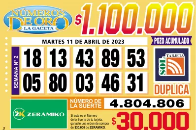 Los Números de Oro de LA GACETA del 11 de abril de 2023