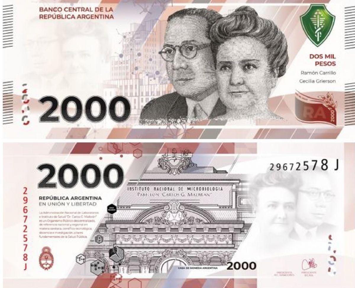 Desde hoy comienza a circular el nuevo billete de $ 2.000