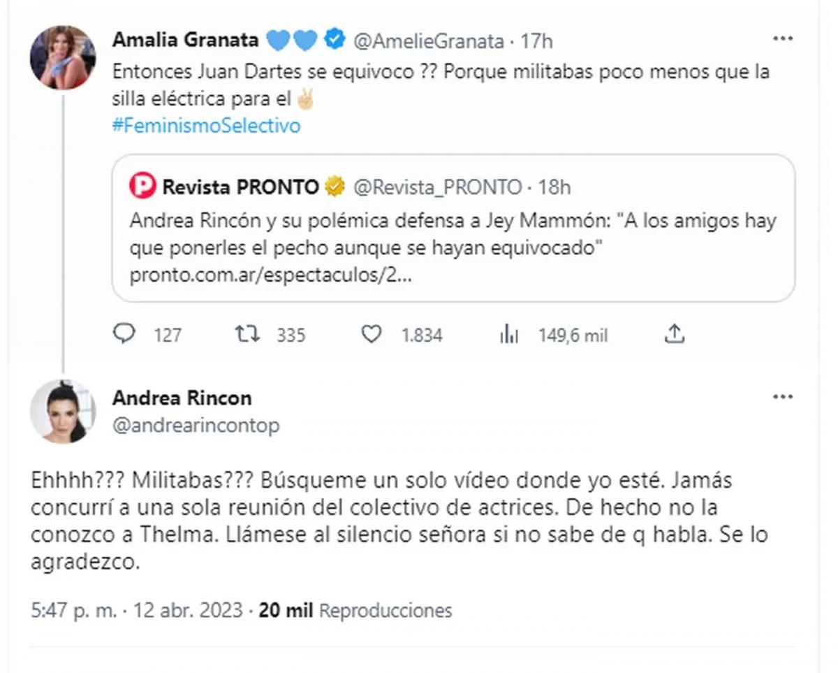 El fuerte cruce entre Amalia Granata y Andrea Rincón por la denuncia a Jey Mammon: “feminismo selectivo”