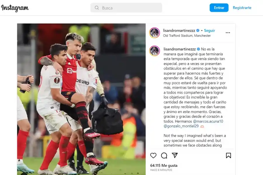 Lisandro Martínez habló de su lesión e hizo una dedicatoria a Montiel y Acuña