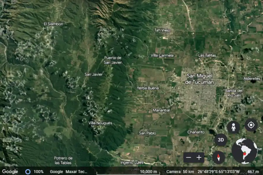 Imagen satelital de San Miguel de Tucumán de 1984.