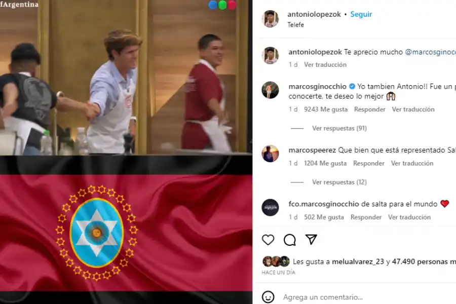 El saludo de Marcos Ginocchio y Antonio López