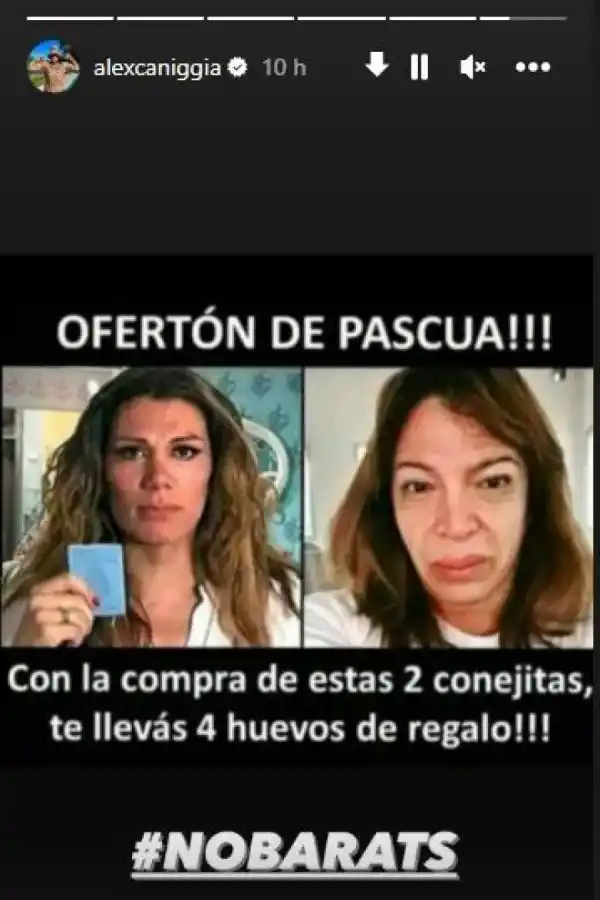 La publicación de Alex Caniggia que borró a los pocos minutos.