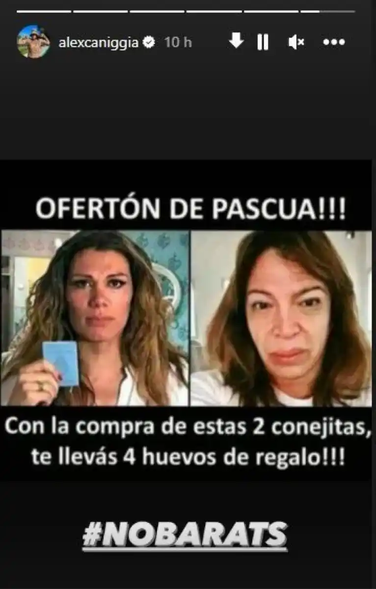 La publicación de Alex Caniggia que borró a los pocos minutos.