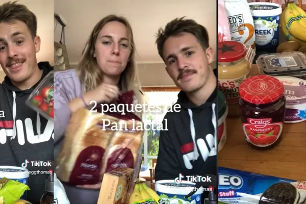 Una pareja argentina llenó el carrito del supermercado con un día de trabajo en Nueva Zelanda y son furor en TikTok