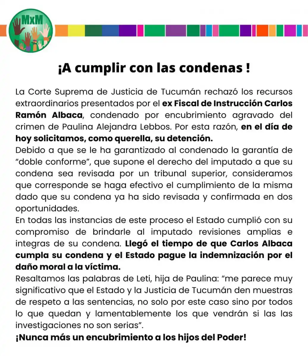 La hija de Paulina Lebbos habló sobre la captura del ex fiscal Albaca