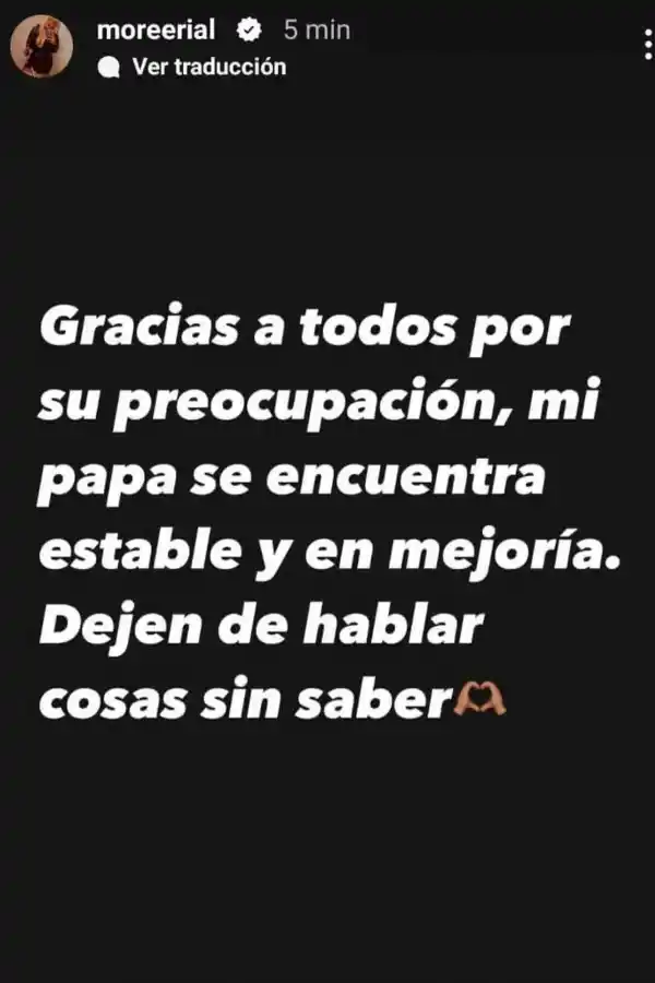 La publicación de Morena Rial sobre la salud de su papá, Jorge Rial