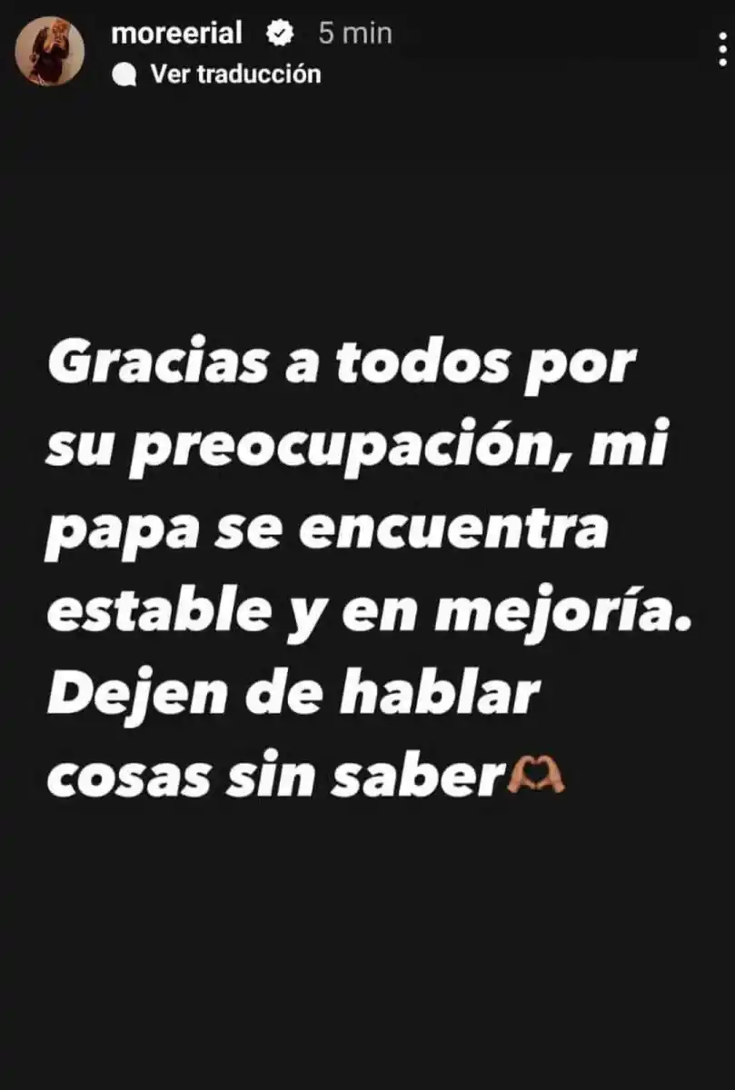 La publicación de Morena Rial sobre la salud de su papá, Jorge Rial