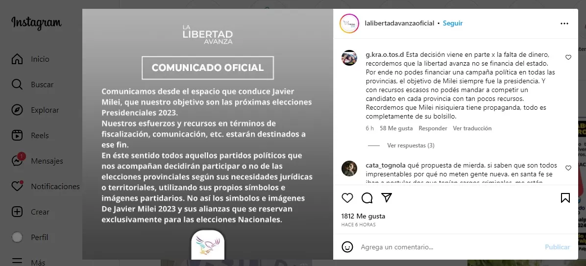 La decisión del espacio de Javier Milei con el uso de su sello partidario