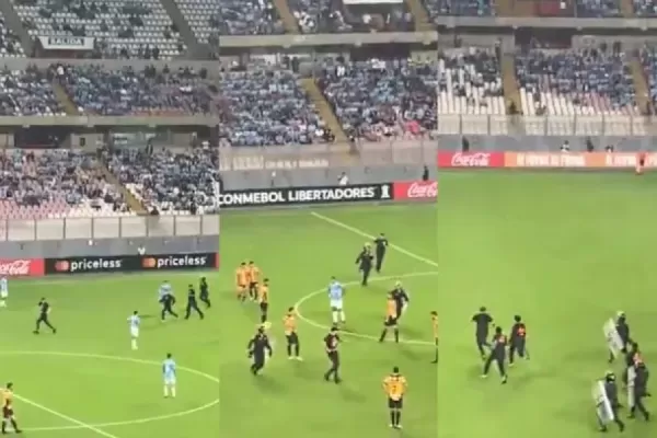 Copa Libertadores: el imparable fanático que invadió el campo de juego y 10 policías no podían detenerlo