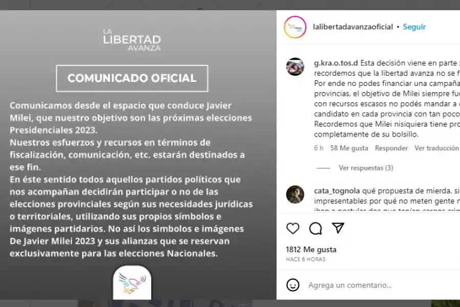 La decisión del espacio de Javier Milei con el uso de su sello partidario