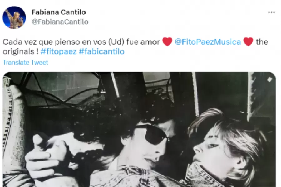 El posteo que Fabiana Cantilo le dedicó a Fito Páez.