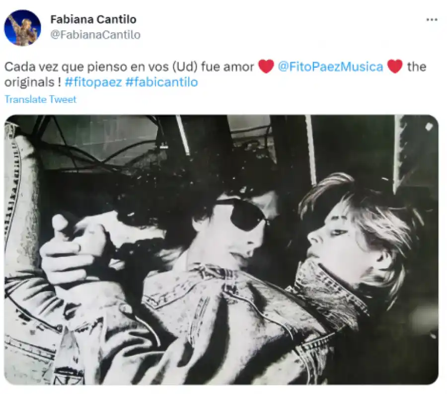 El posteo que Fabiana Cantilo le dedicó a Fito Páez.
